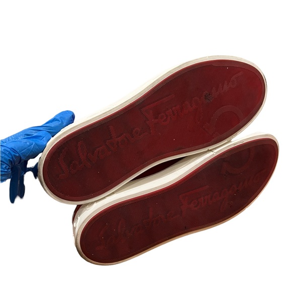 Salvatore Ferraragamo Mens Red Suede Laced Sneakers - Picture 8 of 8